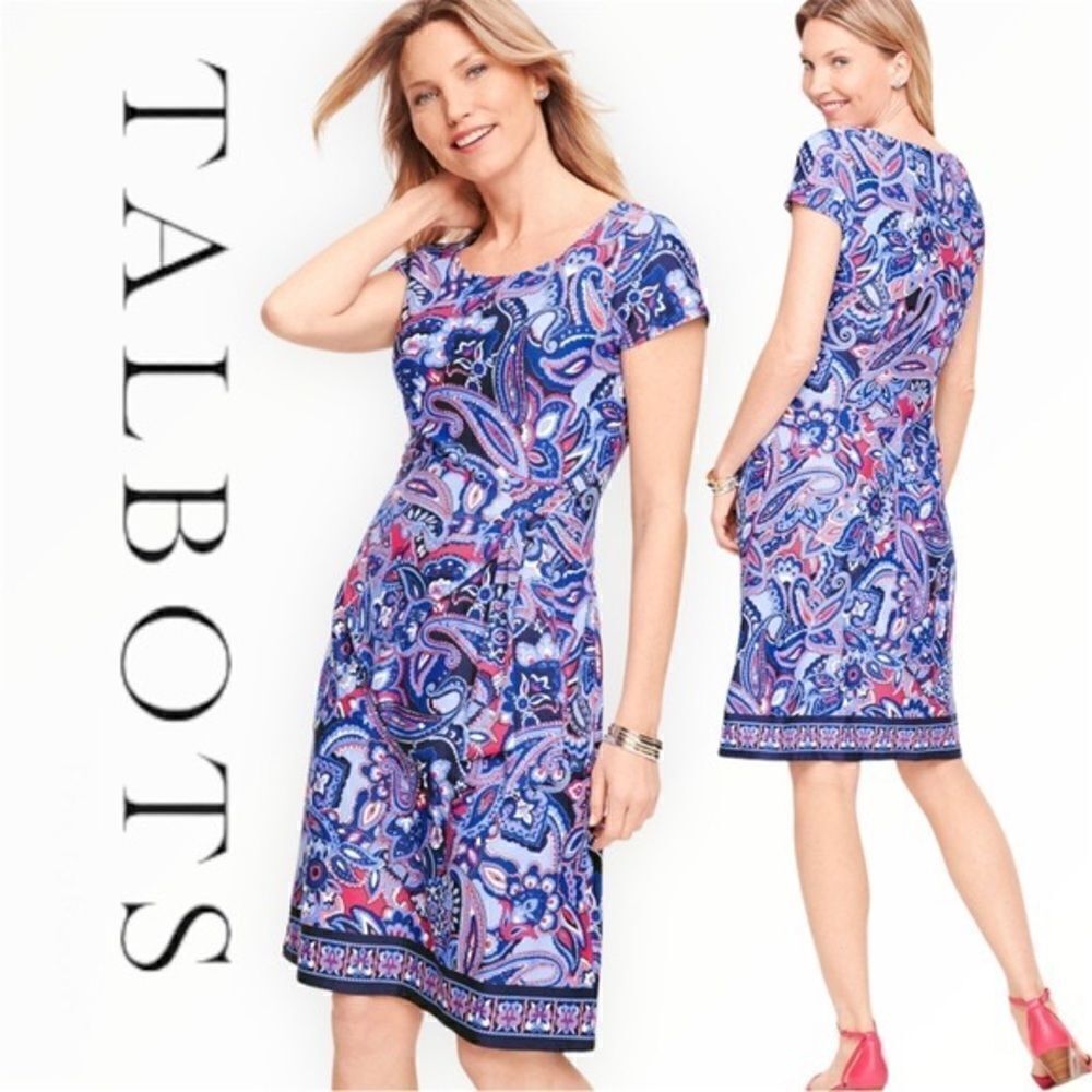 NWT Talbots Faux Wrap Paisley Jersey Shift  Dress Plus Petite Womens 1XP